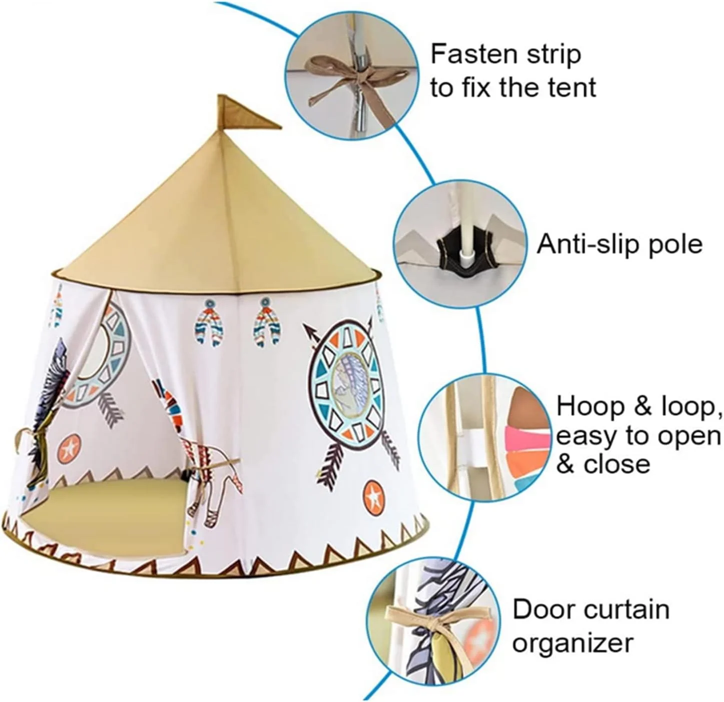 چادر بازی کودکانه SKEIDO تاشو، چادر سرخپوستی بازشو، خانه بازی تنفسی کودک، قلعه قابل حمل، چادرهای خانه نگهداری، هدایایی برای جشن تولد، فعالیت های داخلی و خارجی برای پسران و دختران