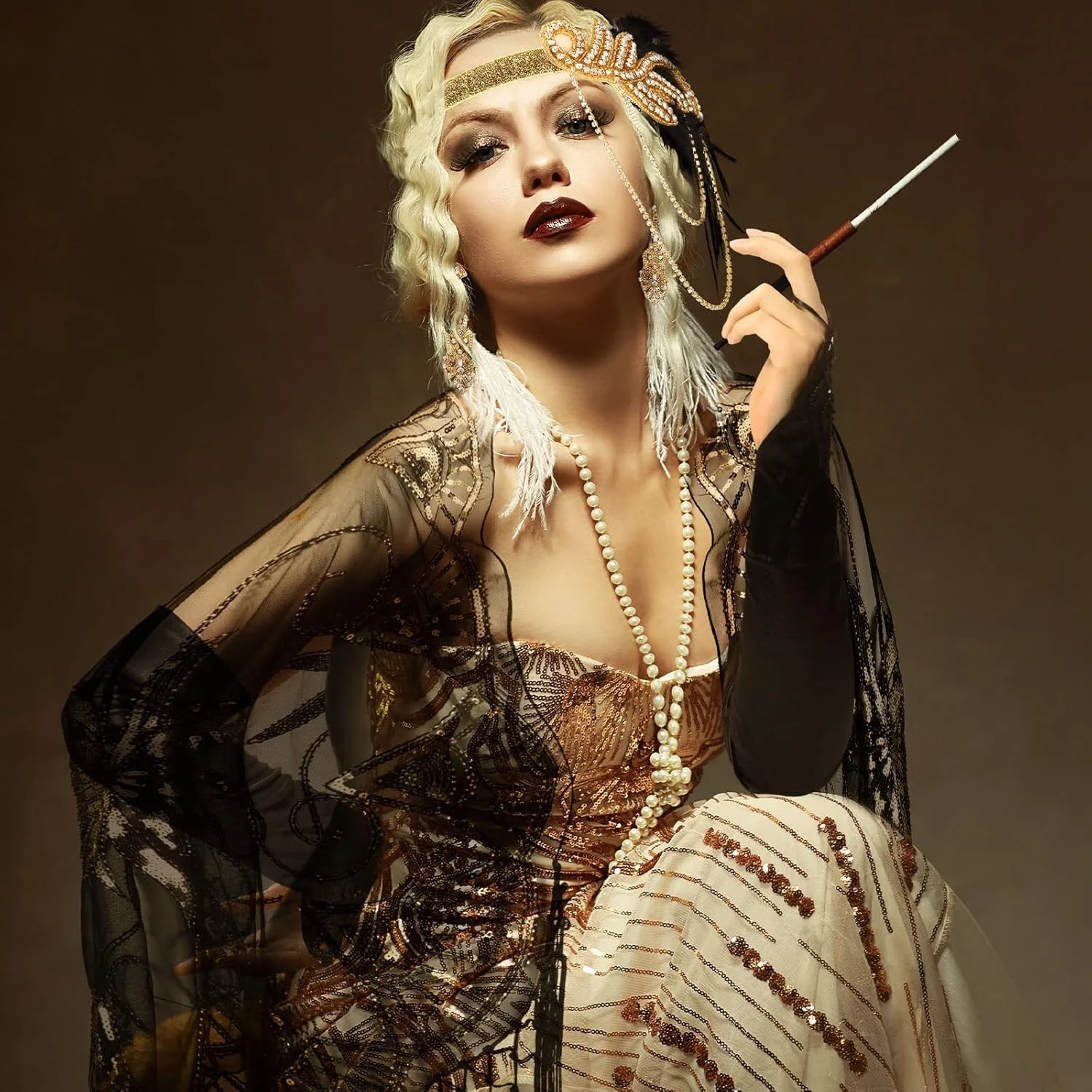 ست اکسسوری دهه 1920 Excefore، ست مهمانی هالووین، هدبند پردار فلیپر، گردنبند مروارید، گوشواره های نگین دار، دستکش، شال شنل مجلسی ریشه دار، اکسسوری های دهه 20 برای زنان و دختران ست اکسسوری دهه 1920 Excefore، ست مهمانی هالووین، هدبند پردار فلیپر، گردنبند مروارید، گوشواره های نگین دار، دستکش، شال شنل مجلسی ریشه دار، اکسسوری های دهه 20 برای زنان و دختران