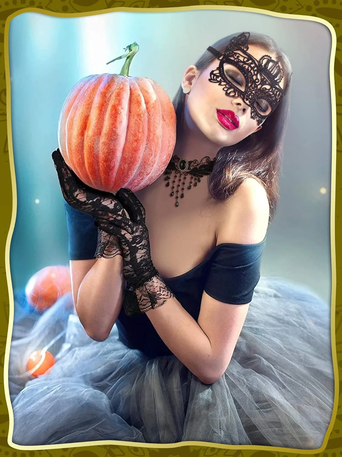 ست لباس بالماسکه Excefore - ماسک ونیزی، گردنبند چوکر توری مشکی و دستکش های طرح دار زنانه ست لباس بالماسکه Excefore - ماسک ونیزی، گردنبند چوکر توری مشکی و دستکش های طرح دار زنانه