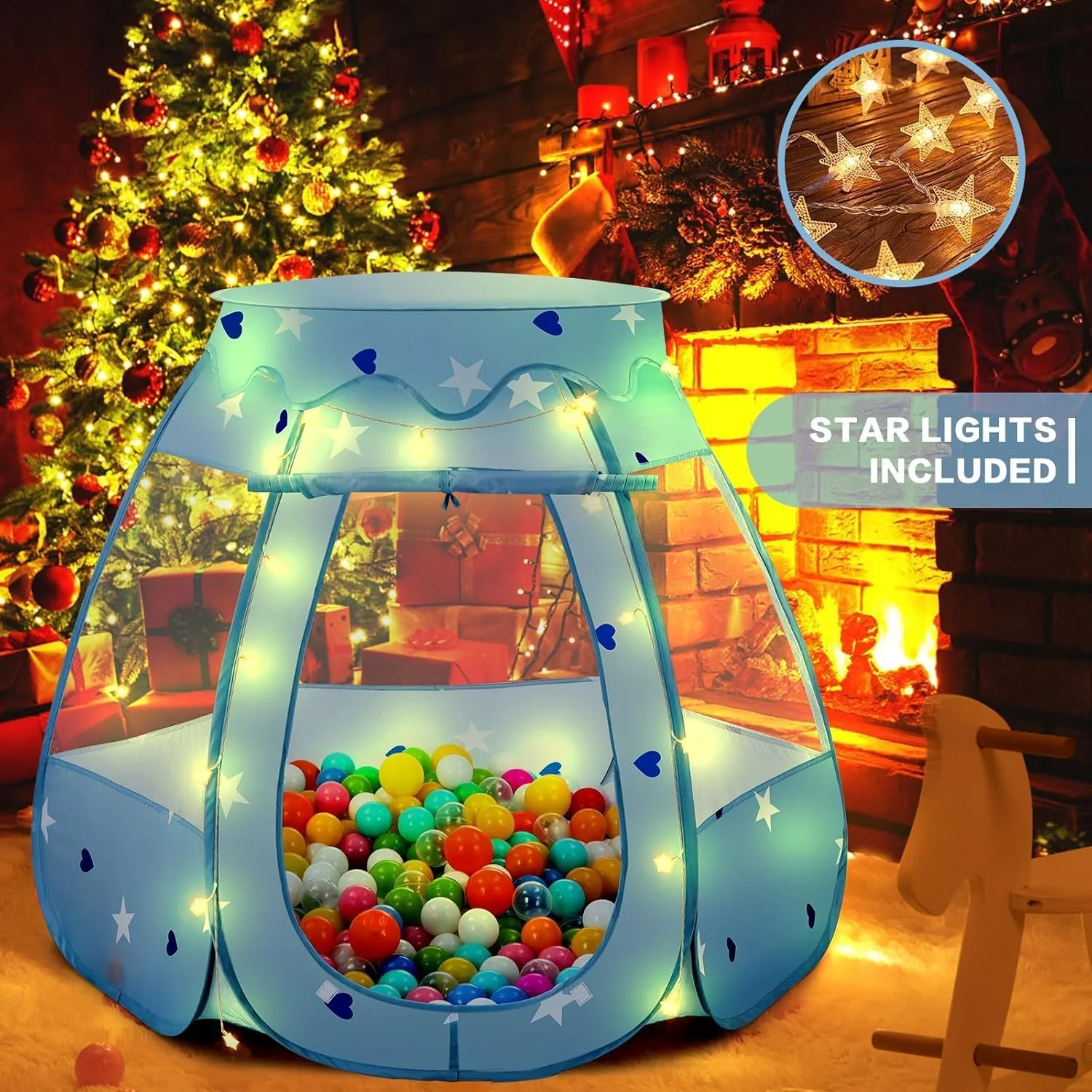 استخر توپ کودک اسکاد با چراغ های ستاره ای - چادر بازی پرنسس پاپ آپ برای کودکان - اسباب بازی های دخترانه سرپوشیده و فضای باز - بدون توپ (آبی) استخر توپ کودک اسکاد با چراغ های ستاره ای - چادر بازی پرنسس پاپ آپ برای کودکان - اسباب بازی های دخترانه سرپوشیده و فضای باز - بدون توپ (آبی)