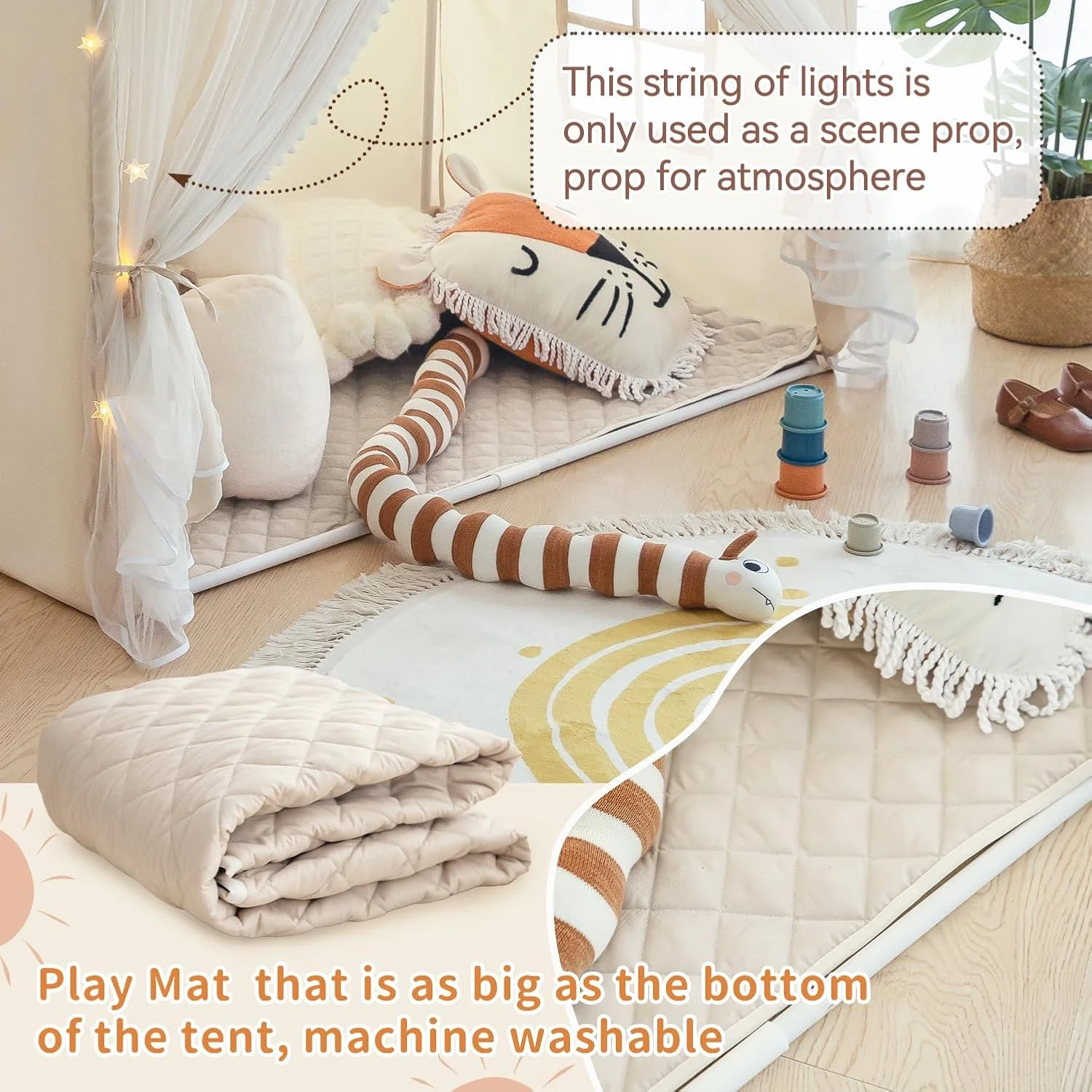 چادر بازی بزرگ قلعه پرنسس شریلین برای دختران، با چراغ های ستاره ای - هدیه خانه بازی سرپوشیده، خنثی چادر بازی بزرگ قلعه پرنسس شریلین برای دختران، با چراغ های ستاره ای - هدیه خانه بازی سرپوشیده، خنثی