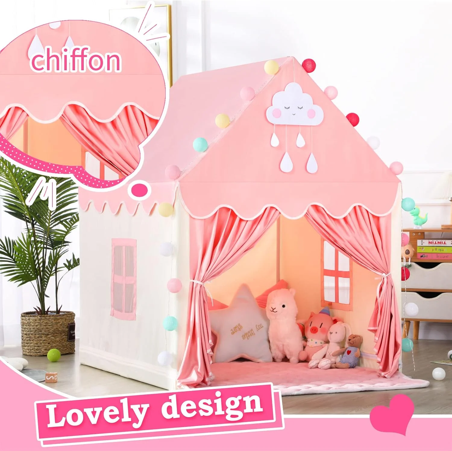 چادر بازی کودکانه SISTICKER به همراه زیرانداز، خانه بازی بزرگ پریان مناسب دختران، اسباب بازی هدیه چادر قلعه پرنسس برای دختران نوپا و کودکان (چادر به همراه زیرانداز) چادر بازی کودکانه SISTICKER به همراه زیرانداز، خانه بازی بزرگ پریان مناسب دختران، اسباب بازی هدیه چادر قلعه پرنسس برای دختران نوپا و کودکان (چادر به همراه زیرانداز)