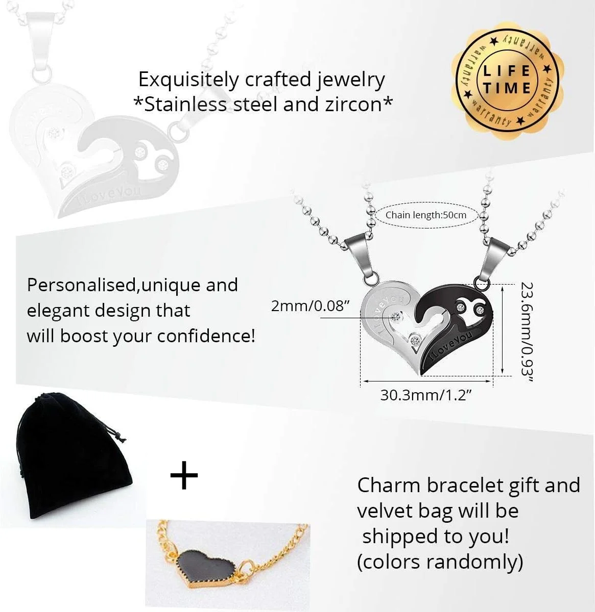 گردنبند آویز نیم قلب استیل ضد زنگ برای زوج ها، گردنبند پازلی قلب ست برای زن و مرد، ست گردنبند پازلی دوستت دارم برای مردان و زنان گردنبند آویز نیم قلب استیل ضد زنگ برای زوج ها، گردنبند پازلی قلب ست برای زن و مرد، ست گردنبند پازلی دوستت دارم برای مردان و زنان