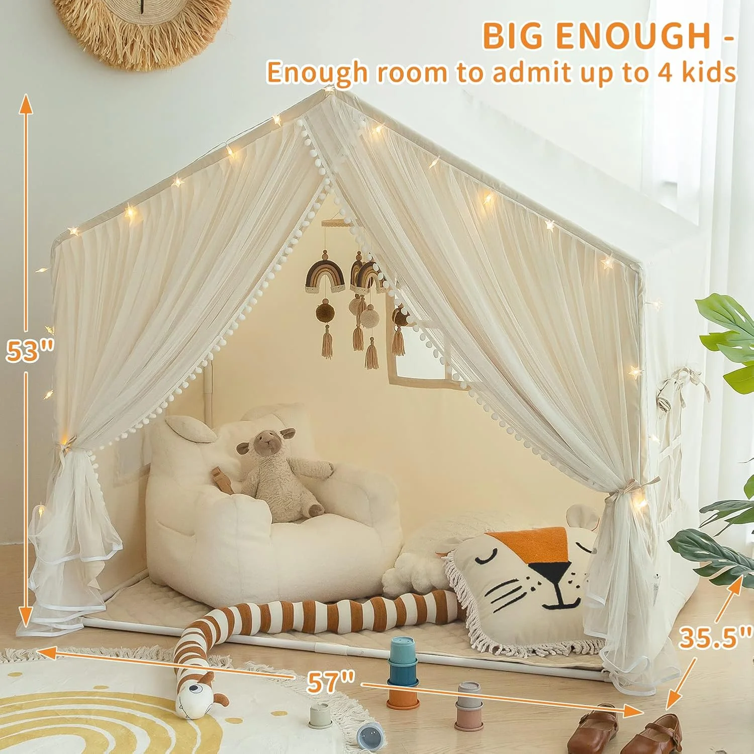 چادر بازی بزرگ قلعه پرنسس شریلین برای دختران، با چراغ های ستاره ای - هدیه خانه بازی سرپوشیده، خنثی چادر بازی بزرگ قلعه پرنسس شریلین برای دختران، با چراغ های ستاره ای - هدیه خانه بازی سرپوشیده، خنثی