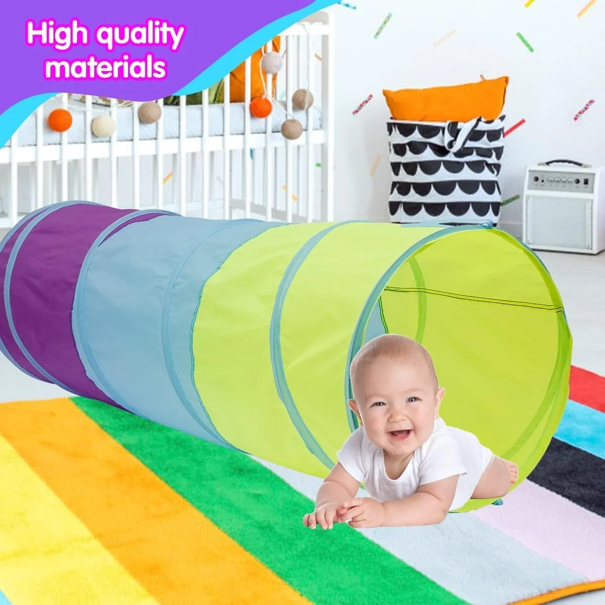 تونل بازی کودکان PYEBE، تونل خزیدن تاشو و رنگارنگ برای نوزادان، کودکان، سگ، گربه، هدیه پسرانه و دخترانه، مناسب بازی در فضای داخلی و خارجی (مدل C)