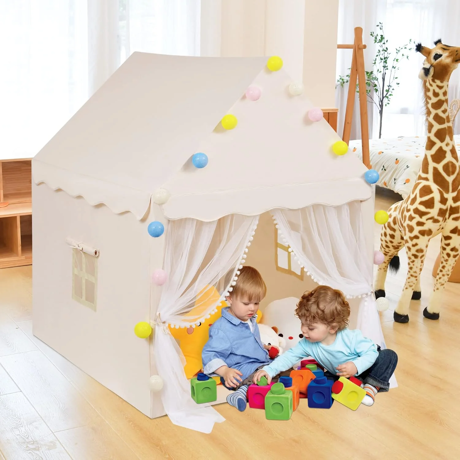 چادر بازی کودکانه SIFREAW - خانه بازی بزرگ کودکان با پنجره، چادر بازی پریان کودکان مناسب برای داخل و خارج از منزل، چادر بازی خانه ای قابل شستشو، بهترین برای دختران و پسران چادر بازی کودکانه SIFREAW - خانه بازی بزرگ کودکان با پنجره، چادر بازی پریان کودکان مناسب برای داخل و خارج از منزل، چادر بازی خانه ای قابل شستشو، بهترین برای دختران و پسران