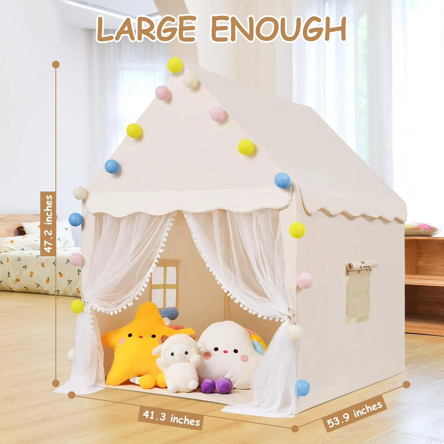 چادر بازی کودکانه SIFREAW - خانه بازی بزرگ کودکان با پنجره، چادر بازی پریان کودکان مناسب برای داخل و خارج از منزل، چادر بازی خانه ای قابل شستشو، بهترین برای دختران و پسران چادر بازی کودکانه SIFREAW - خانه بازی بزرگ کودکان با پنجره، چادر بازی پریان کودکان مناسب برای داخل و خارج از منزل، چادر بازی خانه ای قابل شستشو، بهترین برای دختران و پسران