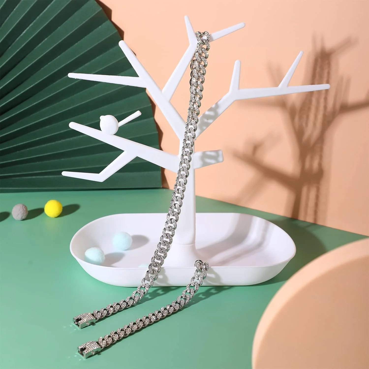 ست گردنبند و دستبند Excefore، 2 تکه (8 و 18 اینچ) گردنبند زنجیره ای با حلقه های سنگین و قوی، زنجیر گردنبند براق، زنجیر حلقه ای کوبایی برای هدیه مردانه زنانه دخترانه