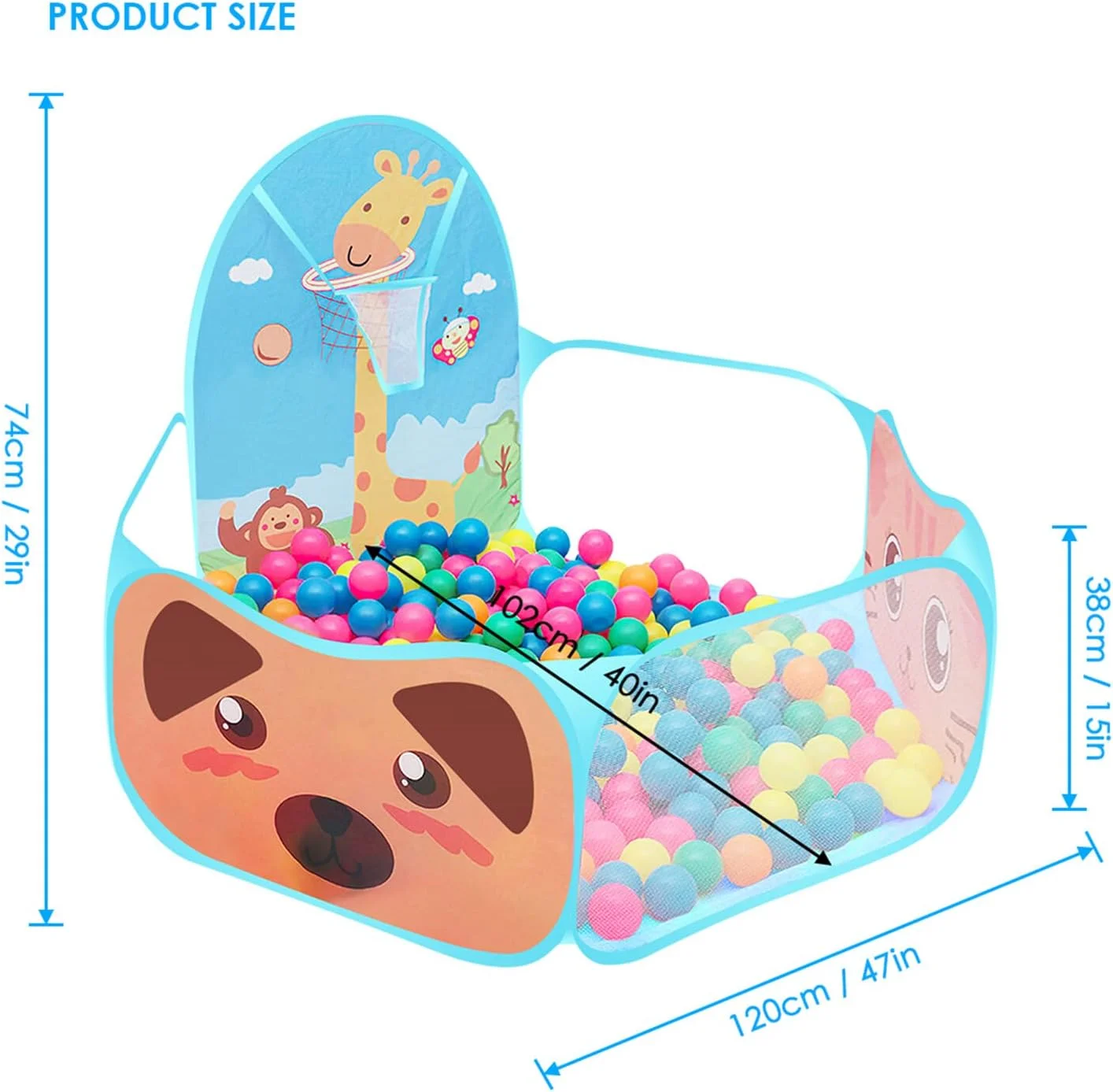 چادر بازی کودکانه راسپلا، چادر بازی کارتونی تاشو و خودایستا با استخر توپ و حلقه بسکتبال برای استفاده در فضای داخلی و خارجی، خانه بازی کودکان چادر بازی کودکانه راسپلا، چادر بازی کارتونی تاشو و خودایستا با استخر توپ و حلقه بسکتبال برای استفاده در فضای داخلی و خارجی، خانه بازی کودکان