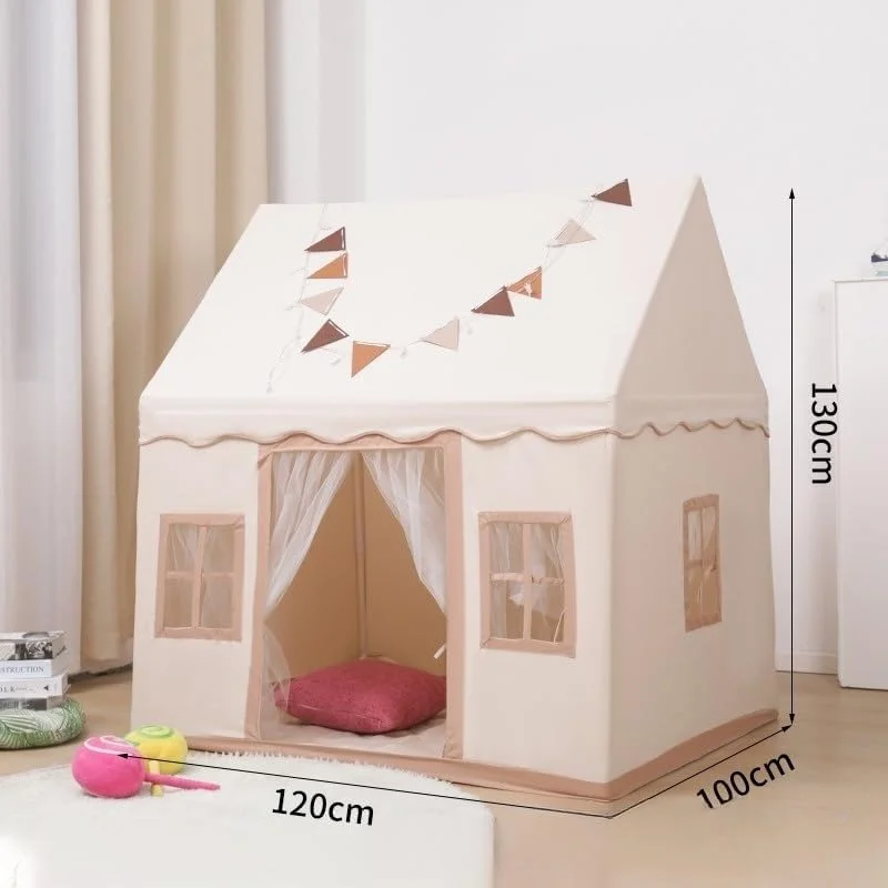 چادر بازی بزرگ کودکان QUEENADA مناسب فضای داخلی و خارجی - چادر بازی کودکان برای دختران و پسران، مناسب فضای داخلی و خارجی، خانه بازی با پنجره، قابل شستشو (بژ)