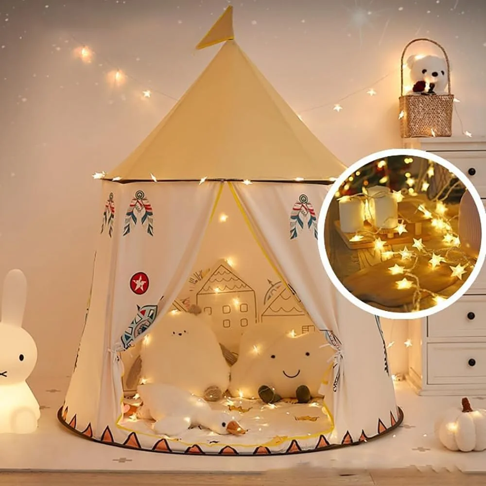 چادر تیپی کودکانه RefeNG برای دختران به همراه چراغ ستاره ای LED، قلعه پرنسس صورتی از جنس پارچه آکسفورد، چادر بازی تاشو کودکانه مناسب فضای داخلی و خارجی به همراه کیف حمل برای کودکان نوپا 3، 4، 5 و 6 ساله چادر تیپی کودکانه RefeNG برای دختران به همراه چراغ ستاره ای LED، قلعه پرنسس صورتی از جنس پارچه آکسفورد، چادر بازی تاشو کودکانه مناسب فضای داخلی و خارجی به همراه کیف حمل برای کودکان نوپا 3، 4، 5 و 6 ساله