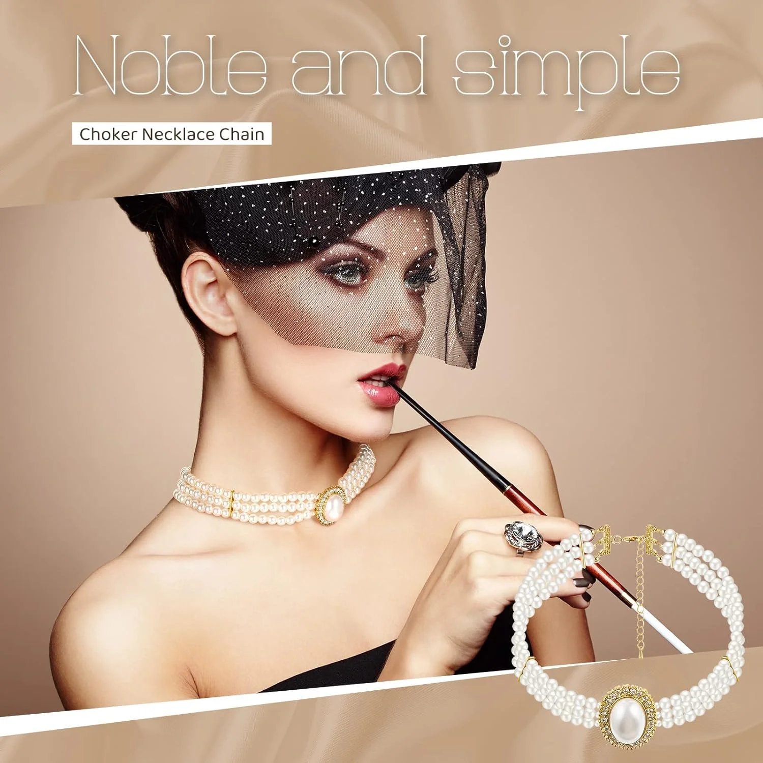 ست گردنبند چوکر 3 تکه نگین دار و مرواریدی Excefore، گردنبندهای آویز چوکر چند لایه سفید ضخیم برای جشن، عروسی و مهمانی ست گردنبند چوکر 3 تکه نگین دار و مرواریدی Excefore، گردنبندهای آویز چوکر چند لایه سفید ضخیم برای جشن، عروسی و مهمانی