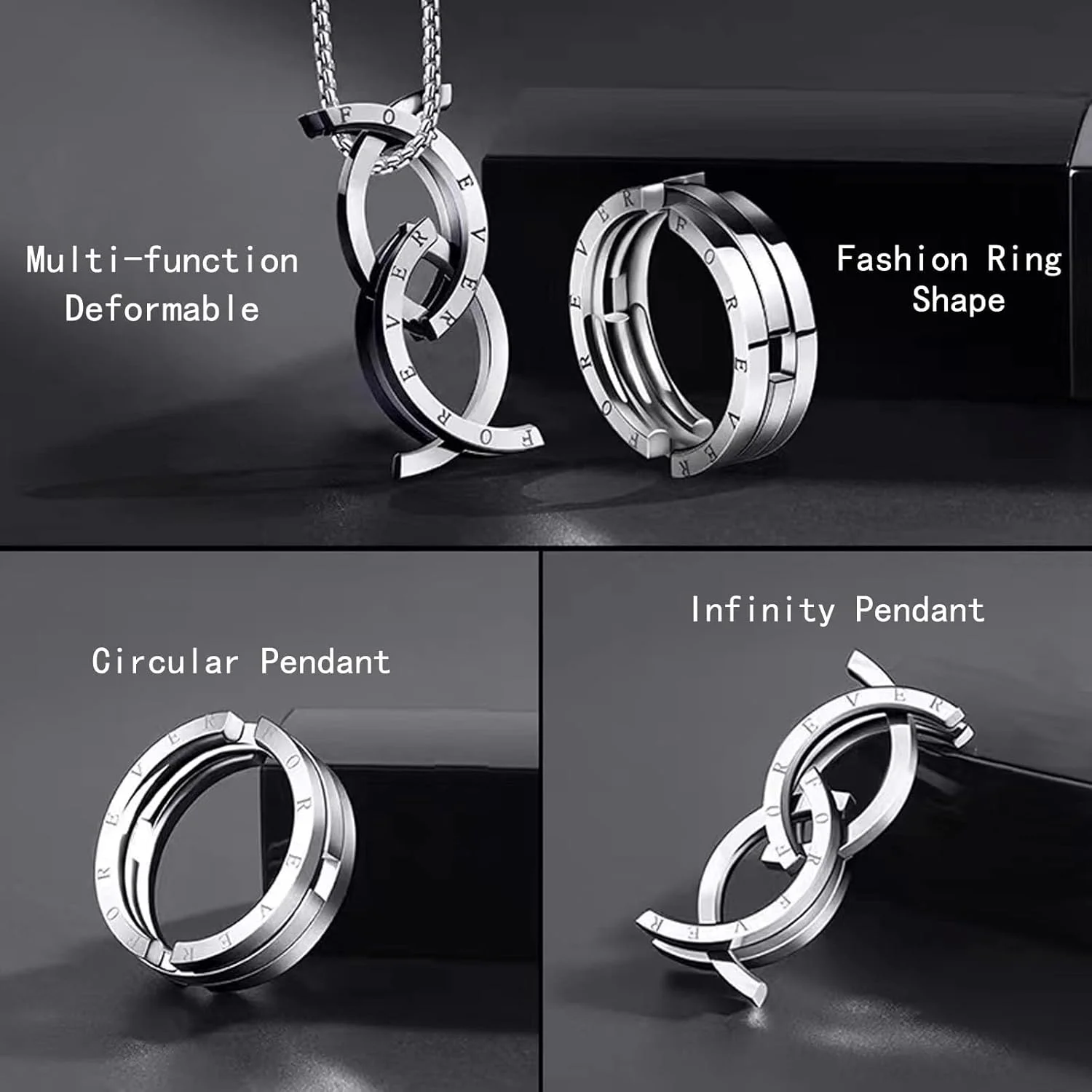 گردنبند حلقه ای تغییر شکل پذیر Excefore، گردنبند آویز دست ساز وینتیج، گردنبند های مد روز ضد اضطراب، گردنبند قابل تنظیم زوجین برای مردان گردنبند حلقه ای تغییر شکل پذیر Excefore، گردنبند آویز دست ساز وینتیج، گردنبند های مد روز ضد اضطراب، گردنبند قابل تنظیم زوجین برای مردان