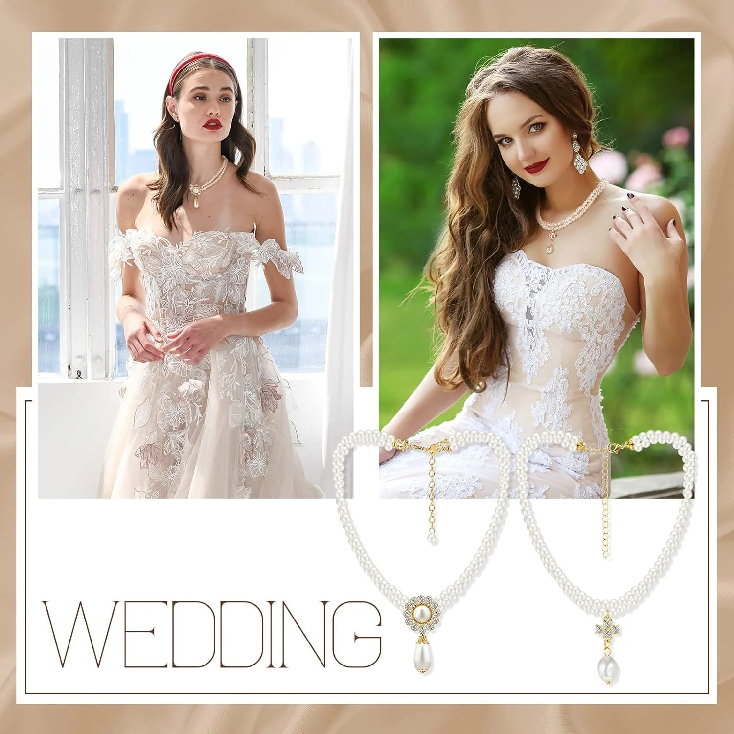 ست گردنبند چوکر 3 تکه نگین دار و مرواریدی Excefore، گردنبندهای آویز چوکر چند لایه سفید ضخیم برای جشن، عروسی و مهمانی ست گردنبند چوکر 3 تکه نگین دار و مرواریدی Excefore، گردنبندهای آویز چوکر چند لایه سفید ضخیم برای جشن، عروسی و مهمانی