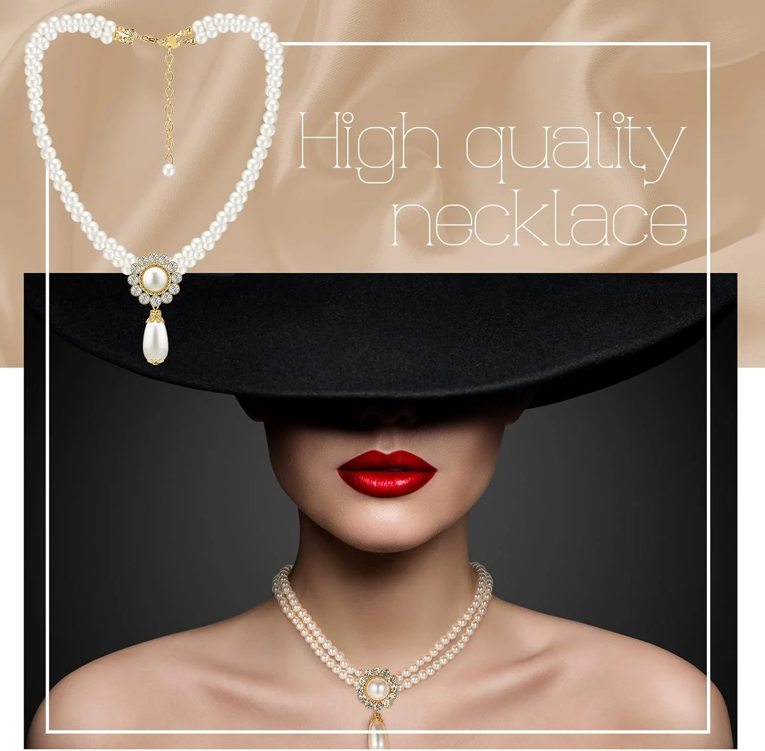 ست گردنبند چوکر 3 تکه نگین دار و مرواریدی Excefore، گردنبندهای آویز چوکر چند لایه سفید ضخیم برای جشن، عروسی و مهمانی ست گردنبند چوکر 3 تکه نگین دار و مرواریدی Excefore، گردنبندهای آویز چوکر چند لایه سفید ضخیم برای جشن، عروسی و مهمانی