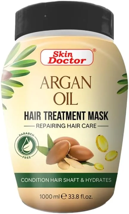 ماسک درمان مو روغن آرگان Skin Doctor، مراقبت ترمیم کننده مو، بدون پارابن، 1000 میلی لیتر