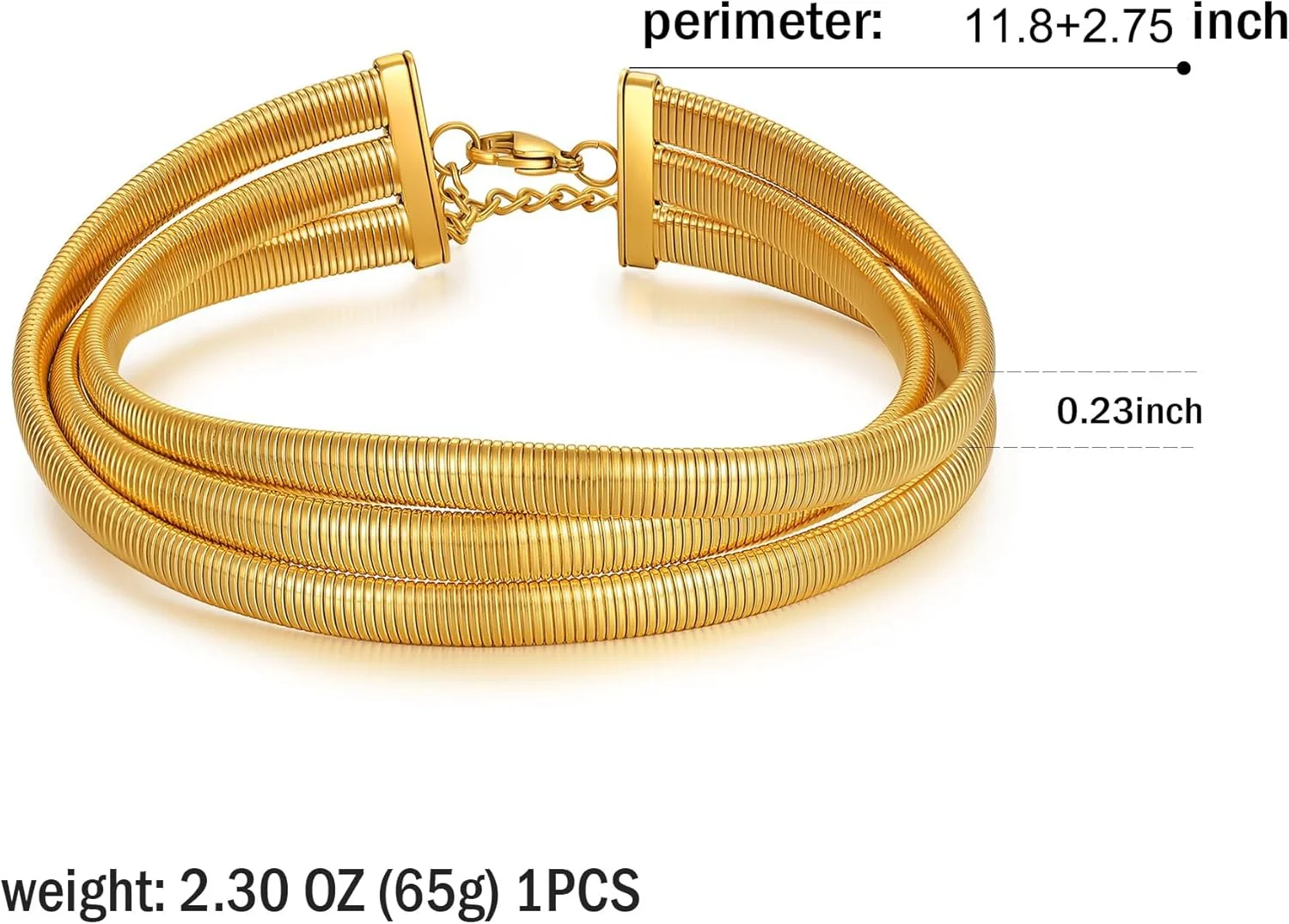 گردنبند چوکر استیل طلایی ضخیم Excefore - طراحی زنجیر ماری کشسان - گردنبند سه تایی طلایی ضد تیرگی برای زنان و دختران گردنبند چوکر استیل طلایی ضخیم Excefore - طراحی زنجیر ماری کشسان - گردنبند سه تایی طلایی ضد تیرگی برای زنان و دختران