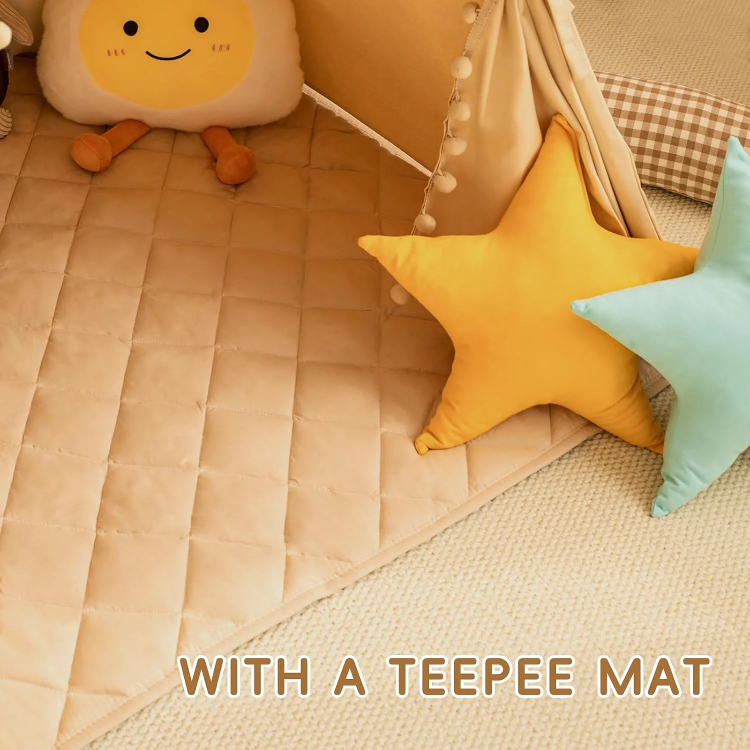 چادر تیپی کودکانه WIRHAO به همراه زیرانداز، چادر بازی پنبهای با آویز منگوله، مناسب برای بازی دختران و پسران به همراه چراغهای ستارهای، کیف حمل و پرچم (خاکی) چادر تیپی کودکانه WIRHAO به همراه زیرانداز، چادر بازی پنبهای با آویز منگوله، مناسب برای بازی دختران و پسران به همراه چراغهای ستارهای، کیف حمل و پرچم (خاکی)