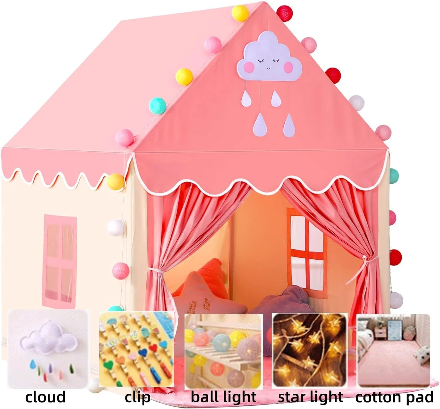 چادر بازی کودک توی بای، چادر بزرگ دخترانه با چراغ، چادر بازی کودک، قلعه شاهزاده خانم سرپوشیده، اسباب بازی هدیه برای دختران نوپا، خانه بازی کودکان چادر بازی کودک توی بای، چادر بزرگ دخترانه با چراغ، چادر بازی کودک، قلعه شاهزاده خانم سرپوشیده، اسباب بازی هدیه برای دختران نوپا، خانه بازی کودکان