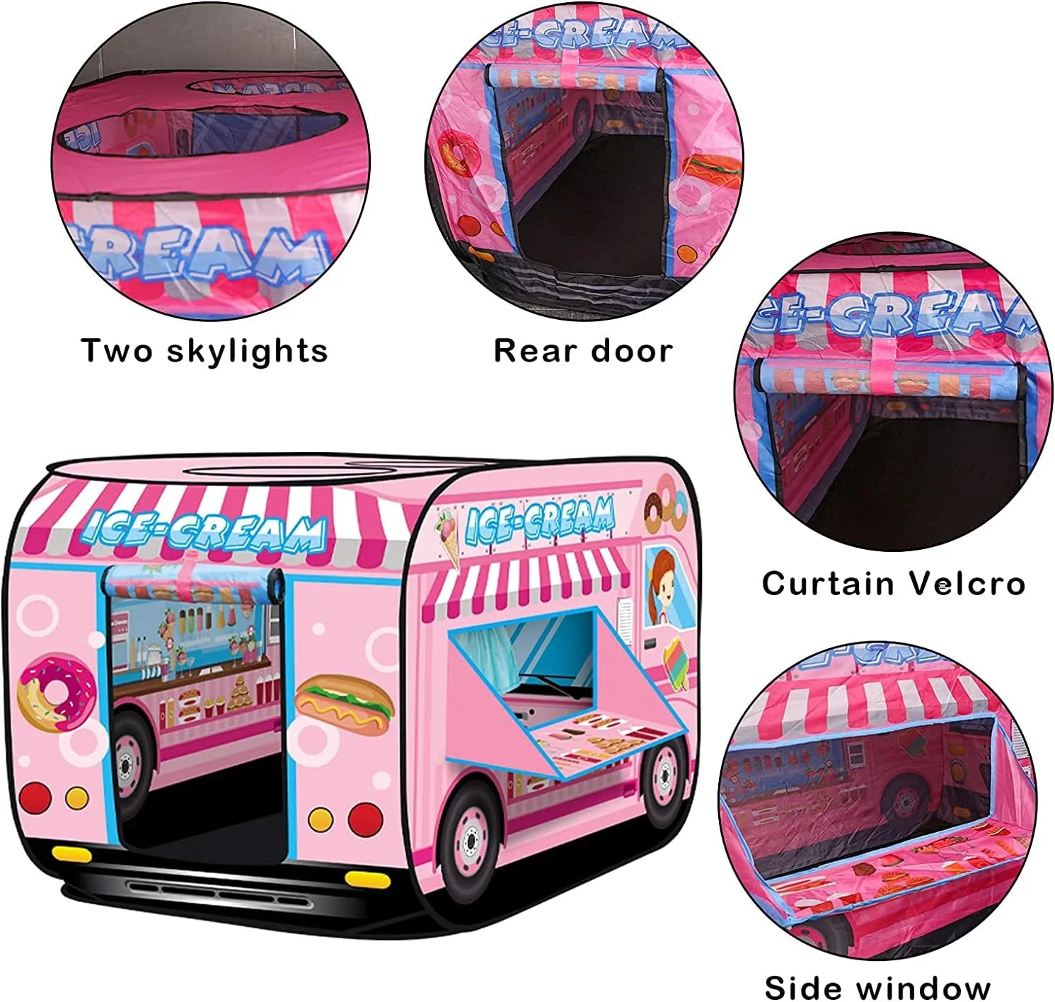 چادر بازی کودکانه Xtoys، چادر بازی طرح ماشین بستنی برای کودکان دختر و پسر مناسب فعالیت های داخل و خارج از خانه، خانه بازی تاشو و چادر بازی کودکانه (ماشین بستنی کودکانه) چادر بازی کودکانه Xtoys، چادر بازی طرح ماشین بستنی برای کودکان دختر و پسر مناسب فعالیت های داخل و خارج از خانه، خانه بازی تاشو و چادر بازی کودکانه (ماشین بستنی کودکانه)