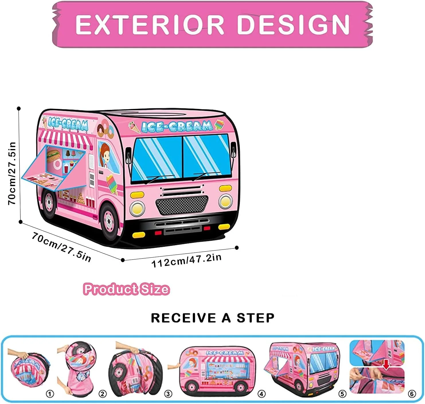 چادر بازی کودکانه Xtoys، چادر بازی طرح ماشین بستنی برای کودکان دختر و پسر مناسب فعالیت های داخل و خارج از خانه، خانه بازی تاشو و چادر بازی کودکانه (ماشین بستنی کودکانه) چادر بازی کودکانه Xtoys، چادر بازی طرح ماشین بستنی برای کودکان دختر و پسر مناسب فعالیت های داخل و خارج از خانه، خانه بازی تاشو و چادر بازی کودکانه (ماشین بستنی کودکانه)