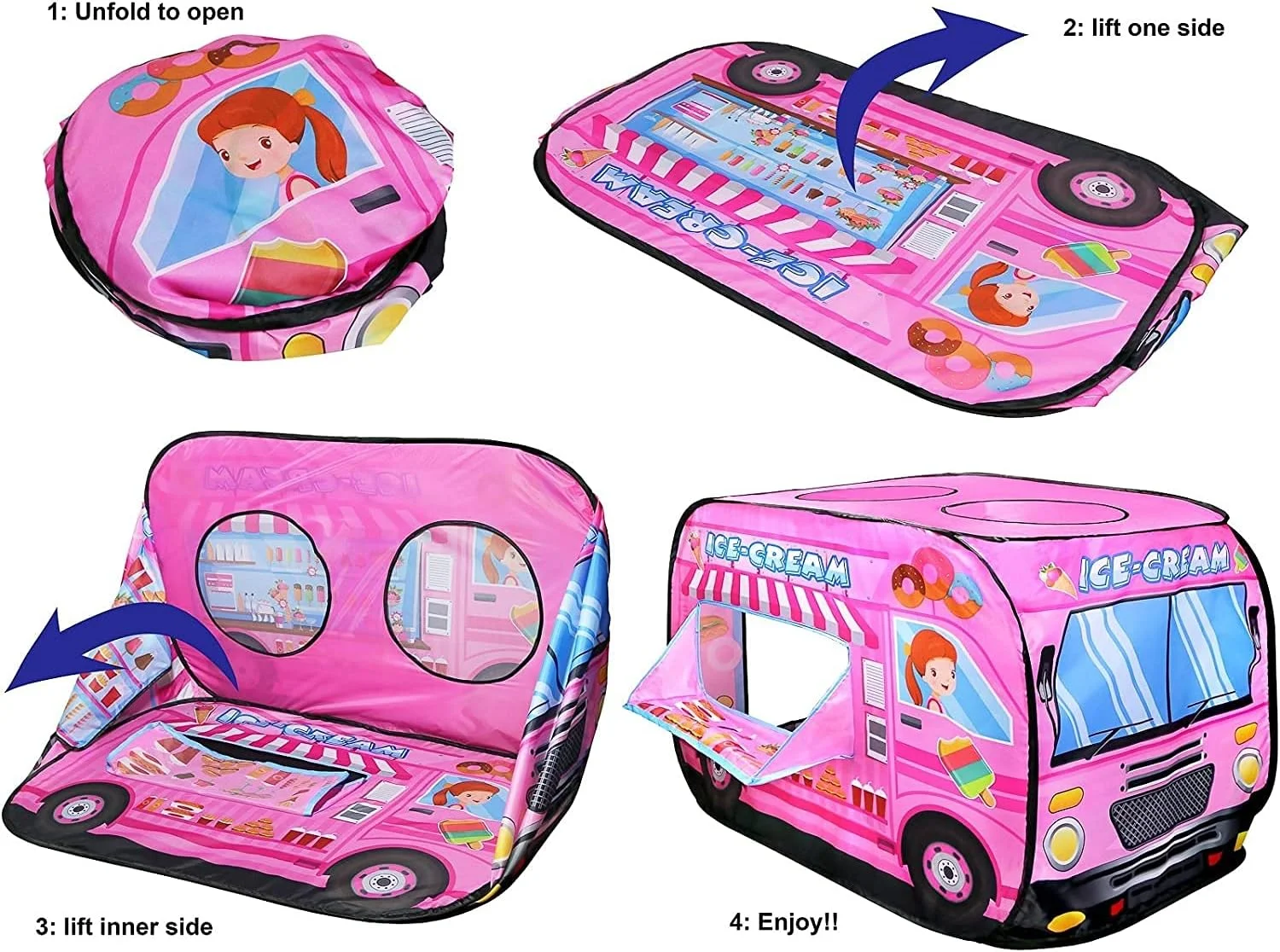 چادر بازی کودکانه Xtoys، چادر بازی طرح ماشین بستنی برای کودکان دختر و پسر مناسب فعالیت های داخل و خارج از خانه، خانه بازی تاشو و چادر بازی کودکانه (ماشین بستنی کودکانه) چادر بازی کودکانه Xtoys، چادر بازی طرح ماشین بستنی برای کودکان دختر و پسر مناسب فعالیت های داخل و خارج از خانه، خانه بازی تاشو و چادر بازی کودکانه (ماشین بستنی کودکانه)