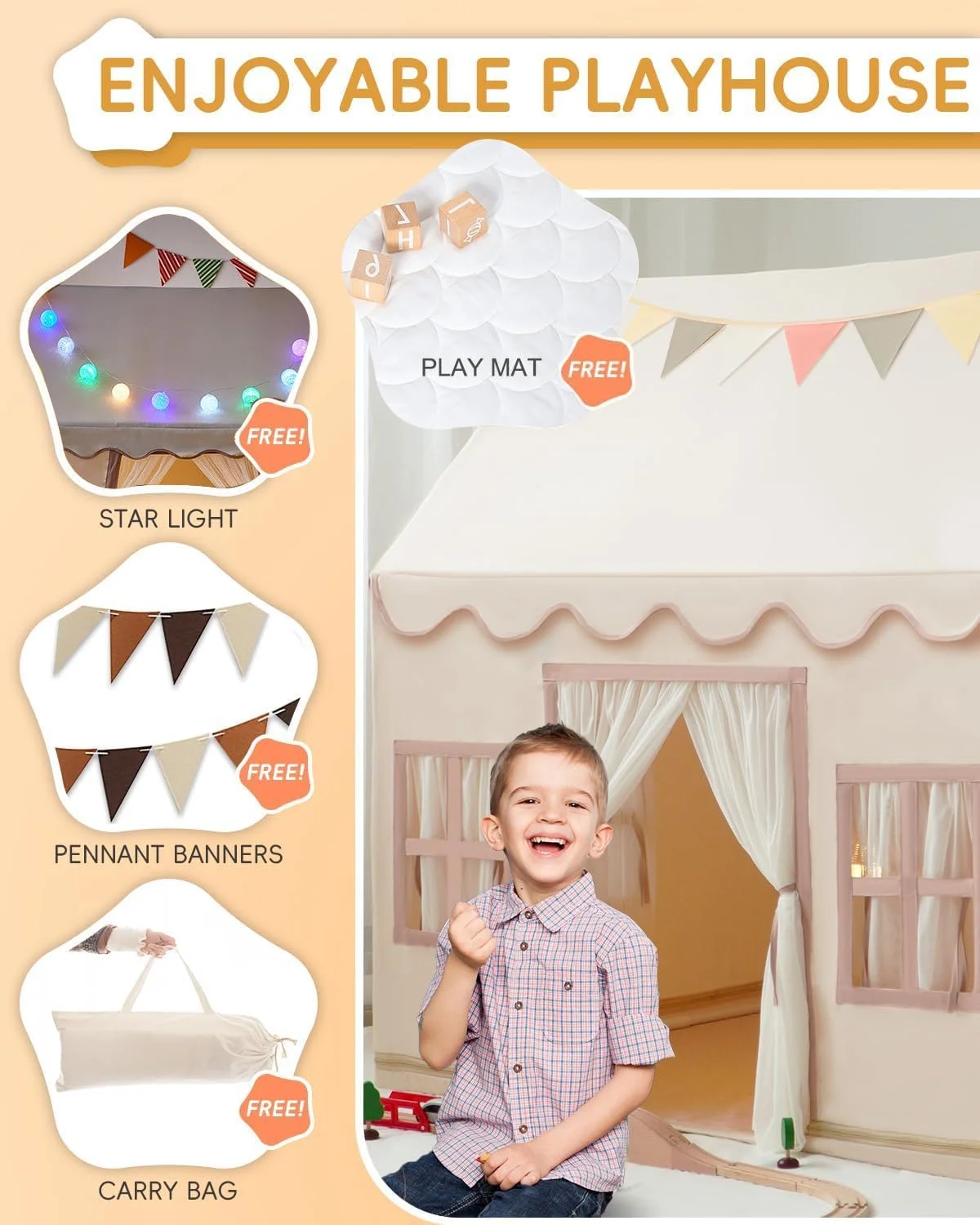 چادر بازی بزرگ کودکان VUCATIN، خانه چادری کودکان مناسب فضای داخلی، چادر بازی کودک نوپا به همراه زیرانداز، بنر، چراغ، خانه بازی کمپینگ مناسب فضای باز، اسباب بازی اتاق برای پسران و دختران با دکوراسیون مهمانی 3-10 ساله (1) چادر بازی بزرگ کودکان VUCATIN، خانه چادری کودکان مناسب فضای داخلی، چادر بازی کودک نوپا به همراه زیرانداز، بنر، چراغ، خانه بازی کمپینگ مناسب فضای باز، اسباب بازی اتاق برای پسران و دختران با دکوراسیون مهمانی 3-10 ساله (1)