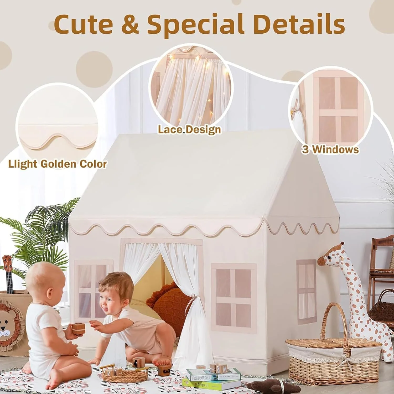 چادر بازی بزرگ کودکان VUCATIN، خانه چادری کودکان مناسب فضای داخلی، چادر بازی کودک نوپا به همراه زیرانداز، بنر، چراغ، خانه بازی کمپینگ مناسب فضای باز، اسباب بازی اتاق برای پسران و دختران با دکوراسیون مهمانی 3-10 ساله (1) چادر بازی بزرگ کودکان VUCATIN، خانه چادری کودکان مناسب فضای داخلی، چادر بازی کودک نوپا به همراه زیرانداز، بنر، چراغ، خانه بازی کمپینگ مناسب فضای باز، اسباب بازی اتاق برای پسران و دختران با دکوراسیون مهمانی 3-10 ساله (1)