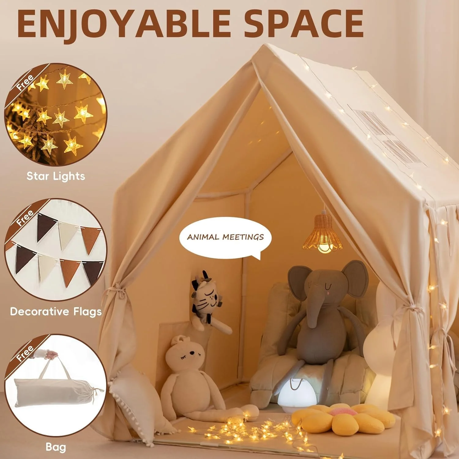 چادر بازی کودکانه Wirhao - چادر بازی بزرگ سرپوشیده با چراغ های ستاره ای به همراه پرچم و کیف حمل، 132cm x 119cm چادر بازی برای دختران و پسران، مناسب برای گوشه مطالعه، اتاق بازی، چادر مهمانی شبانه (2 درب) چادر بازی کودکانه Wirhao - چادر بازی بزرگ سرپوشیده با چراغ های ستاره ای به همراه پرچم و کیف حمل، 132cm x 119cm چادر بازی برای دختران و پسران، مناسب برای گوشه مطالعه، اتاق بازی، چادر مهمانی شبانه (2 درب)