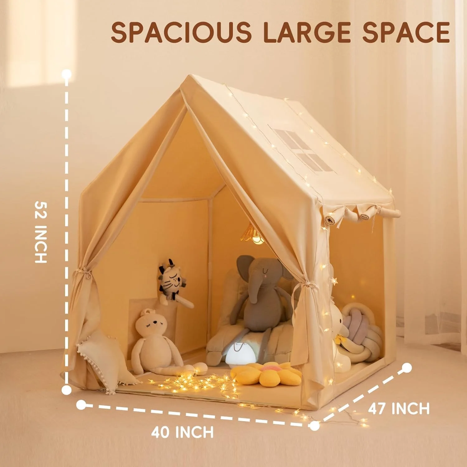 چادر بازی کودکانه Wirhao - چادر بازی بزرگ سرپوشیده با چراغ های ستاره ای به همراه پرچم و کیف حمل، 132cm x 119cm چادر بازی برای دختران و پسران، مناسب برای گوشه مطالعه، اتاق بازی، چادر مهمانی شبانه (2 درب) چادر بازی کودکانه Wirhao - چادر بازی بزرگ سرپوشیده با چراغ های ستاره ای به همراه پرچم و کیف حمل، 132cm x 119cm چادر بازی برای دختران و پسران، مناسب برای گوشه مطالعه، اتاق بازی، چادر مهمانی شبانه (2 درب)