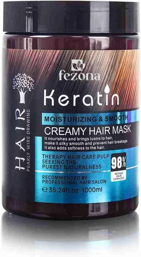 کرم صاف کننده مو کراتینه FEZONA، کرم مغذی اسپا مو برای موهای خشک و آسیب دیده، 1000 میلی لیتر کرم صاف کننده مو کراتینه FEZONA، کرم مغذی اسپا مو برای موهای خشک و آسیب دیده، 1000 میلی لیتر