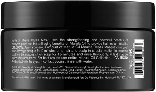 ماسک ترمیم کننده معجزه آسای روغن مارولا دی فابولوس با کینوا - 250 میلی لیتر | درمان عمیق مو | روغن مارولا و پروتئین کینوا برای موهای خشک، وز و آسیب دیده | ترمیم کننده استحکام، درخشندگی و آبرسانی