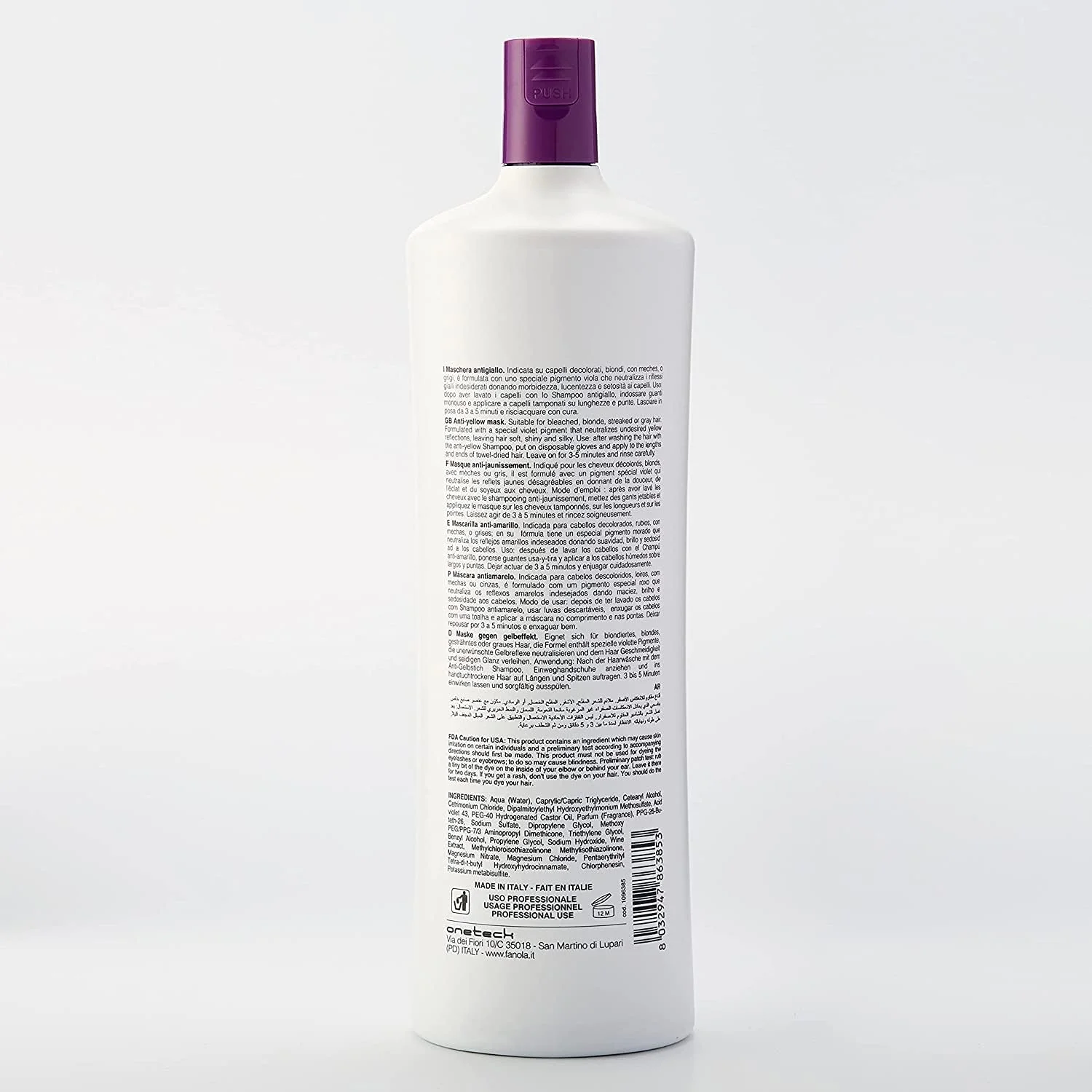 ماسک مو ضد زردی فانولا مدل NO YELLOW حجم 1000 میلی لیتر