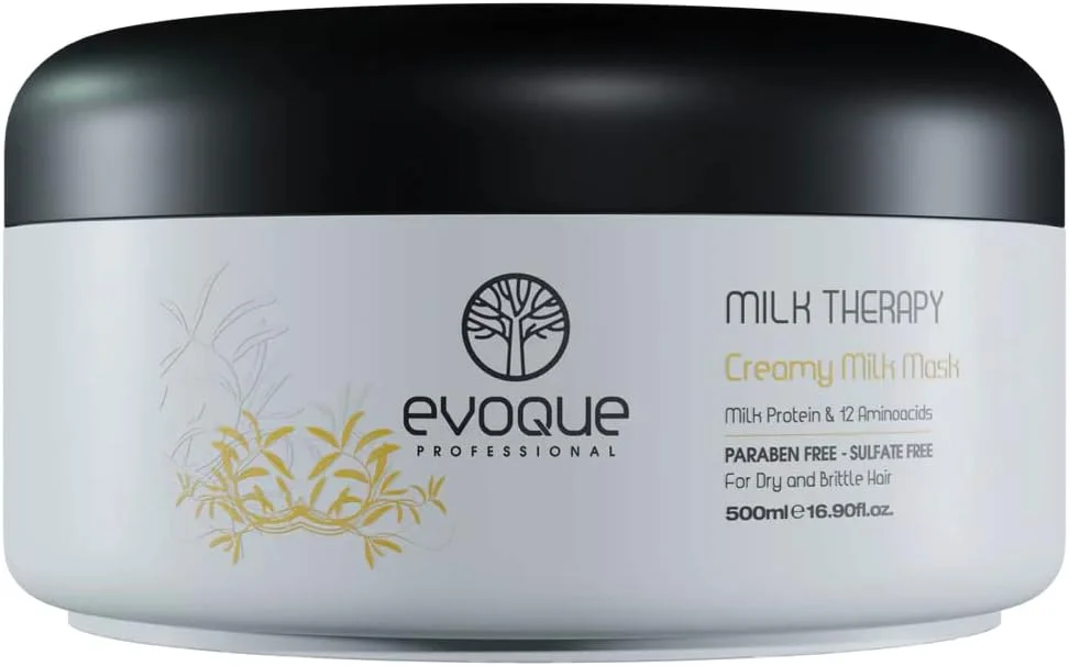 ماسک مو شیر تراپی حرفه ای Evoque حجم 500 میلی لیتر، درمان عمیق و موثر مو با ماسک شیر حاوی 12 آمینو اسید ضروری