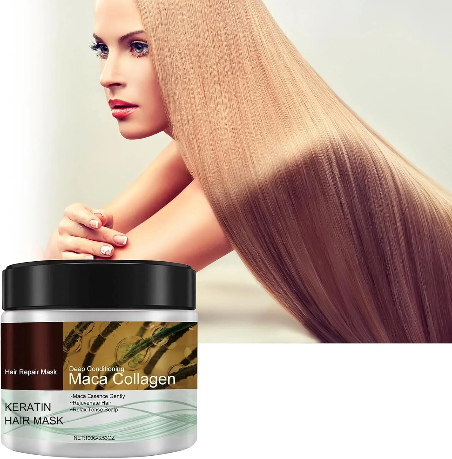ماسک مو کلاژن - نرم کننده ترمیم کننده عمیق برای کشسانی، درخشندگی و نرمی، درمان برای انواع مو، هدیه برای زنان و مردان