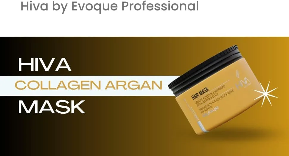 ماسک مو ایووک هیوا 250 میلی لیتر غنی شده با روغن آرگان، کراتین و بیوتین، ترمیم کننده مو برای موهای درخشان و سالم، مرطوب کننده و دارای اثر ضد وز (ماسک کلاژن آرگان)