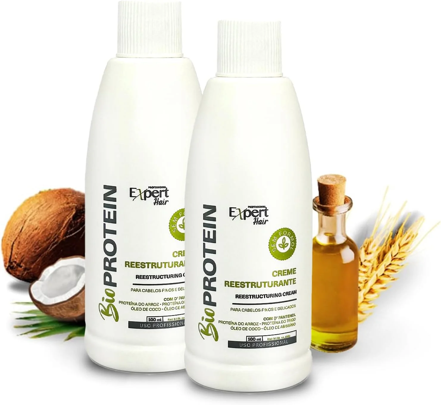 کراتین برزیلی ارگانیک پروتئین مو Expert Hair Bio - صاف کننده مو بدون فرمالدئید، کراتینا Brasileña، 2x100ml/6.76oz