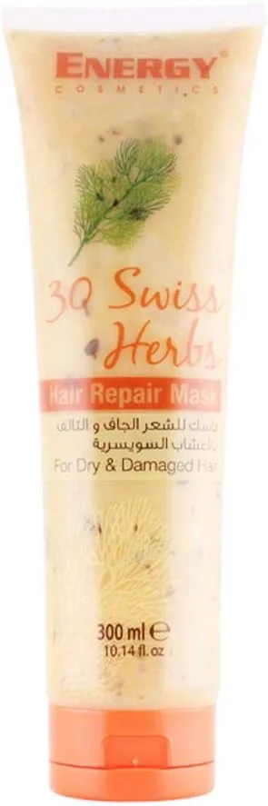 ماسک ترمیم کننده مو Energy Cosmetics با 30 گیاه دارویی برای موهای خشک و آسیب دیده، با خواص مرطوب کنندگی و احیا کننده | 300 میلی لیتر