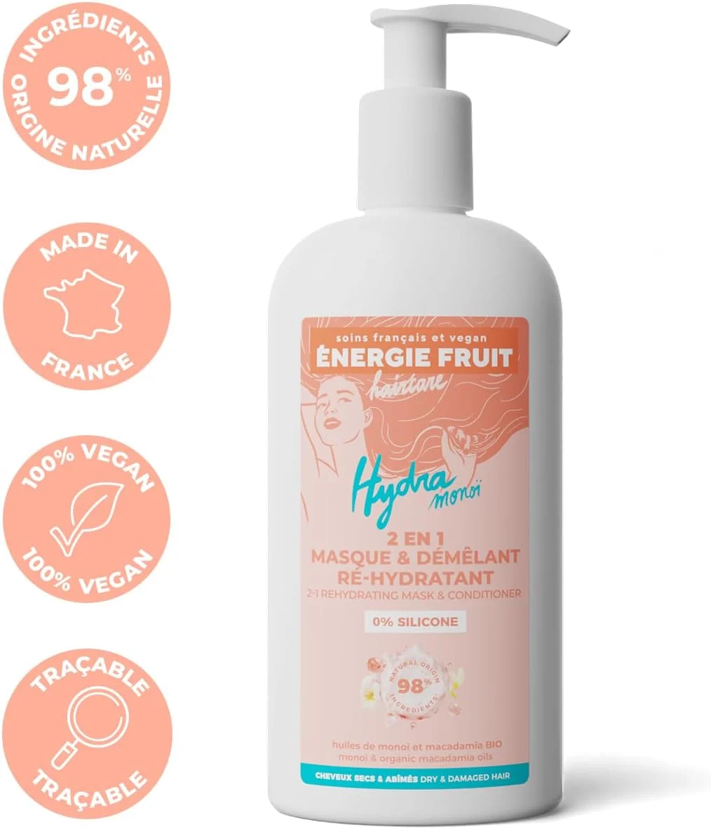 ماسک مو و نرم کننده مو بعد از شامپو ENERGIE FRUIT | روغن منوی و ماکادامیا ارگانیک | مناسب موهای خشک و آسیب دیده | وگان | 300 میلی لیتر
