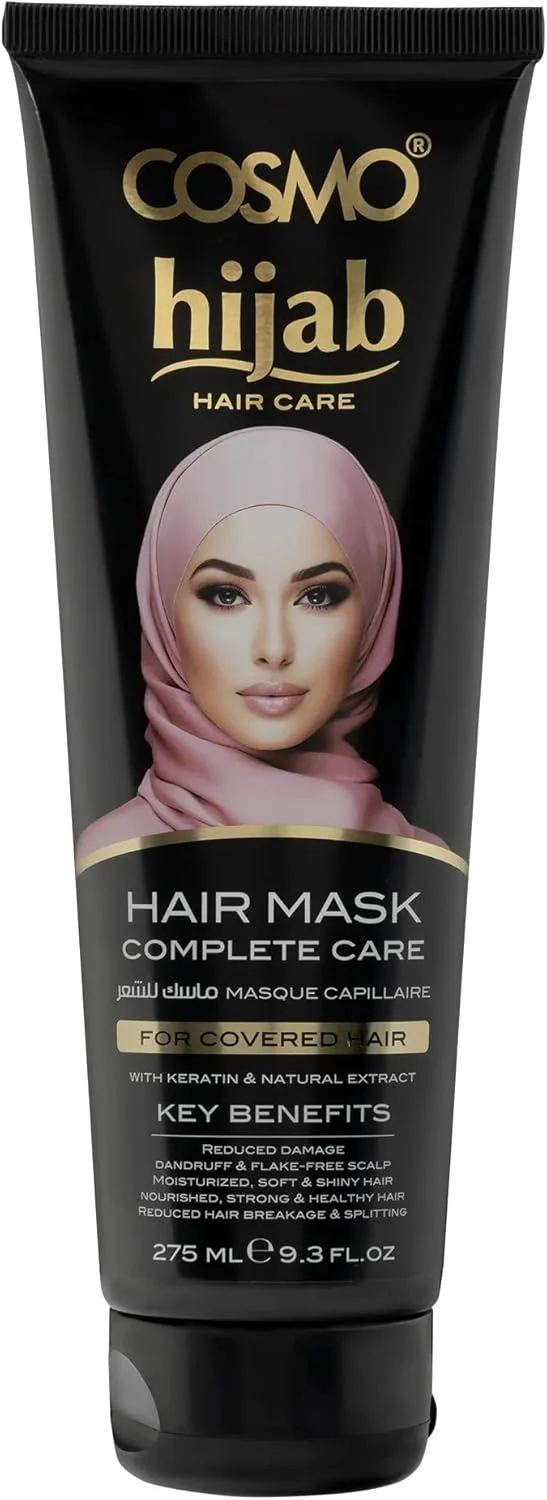 ماسک موی حجاب Cosmo حجم 275 میلی لیتر | ترمیم کننده قوی و درمان کننده عمقی موهای پوشیده، تقویت کننده ریشه و احیا کننده رطوبت، مناسب برای انواع مو، فاقد سولفات و پارابن