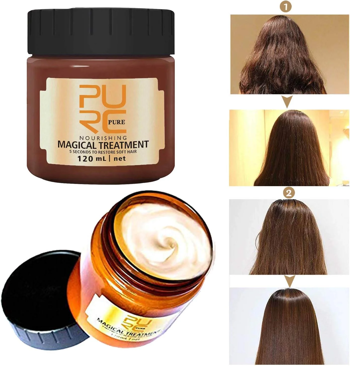 ماسک موی درمان جادویی PURC مدل DTDR حجم 120 میلی لیتر، درمان پیشرفته مولکولی ریشه مو در 5 ثانیه، ترمیم کننده ریشه موهای آسیب دیده، تونیک مو، درمان کراتینه مو و پوست سر