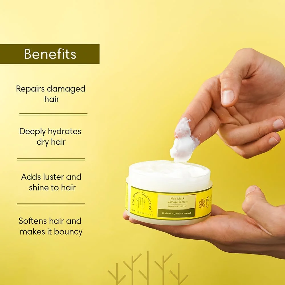 ماسک مو ترمیم کننده مو دِ ارث کالکتیو | حاوی برهمی، زیتون و نارگیل، تغذیه کننده موهای آسیب دیده، احیا کننده، کنترل آسیب | بسته 200 میلی لیتری