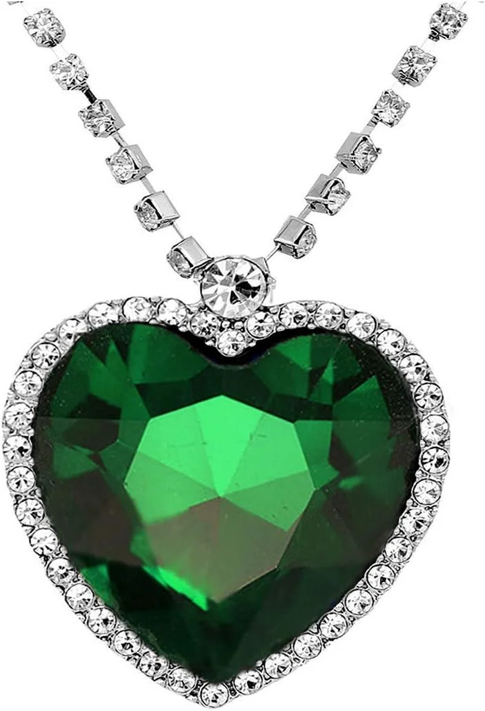 گردنبند قلب کریستالی تایتانیک YouBella Jewellery برای دختران، گردنبند آویز مد روز، جواهرات برای دختران و زنان (سبز)