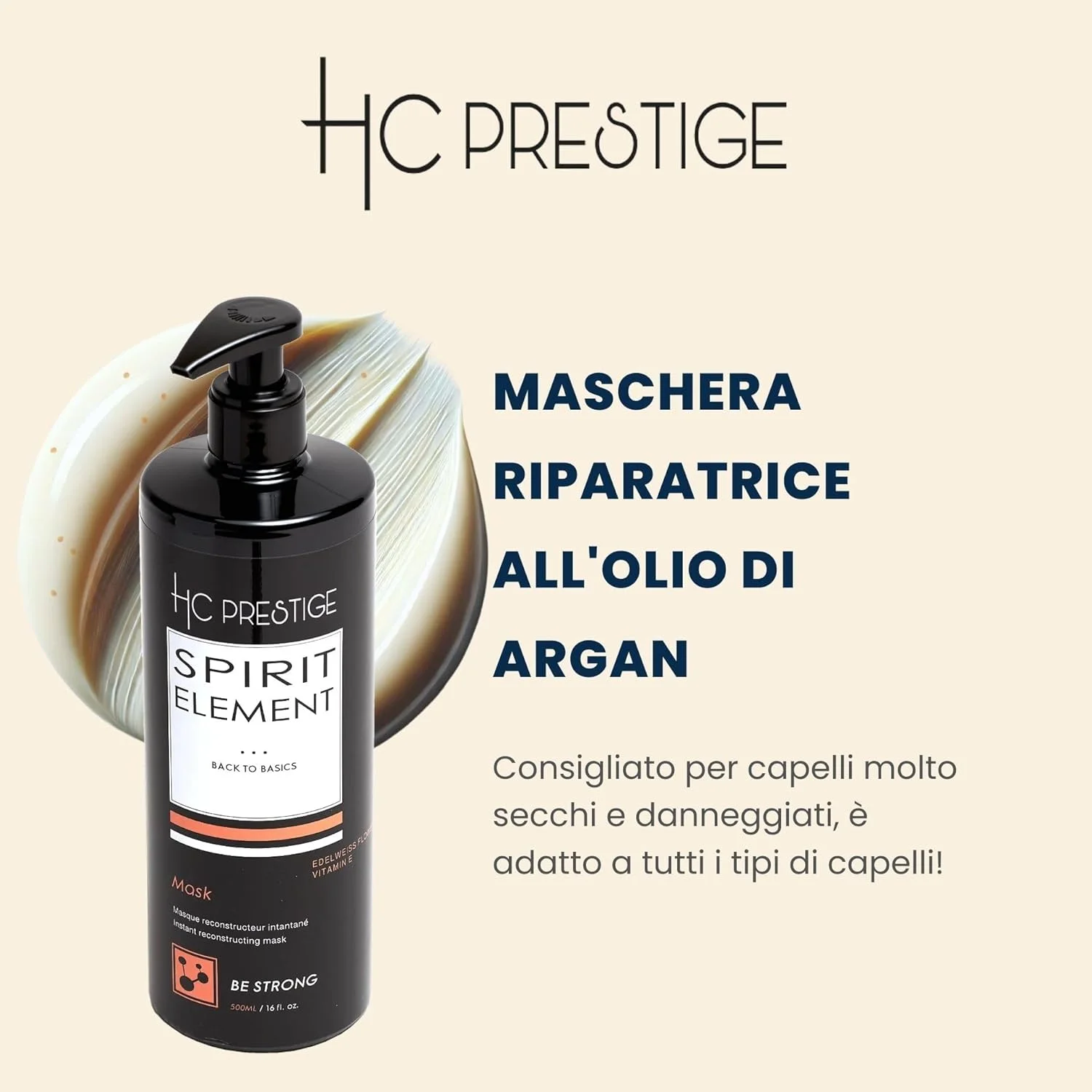 اچ سی پرستیژ اوه مای اسلیک - ماسک صاف کننده - کراتین و کلاژن دریایی با مراقبت عمیق - ساخت فرانسه - بدون سولفات (500 میلی لیتر، ماسک بازسازی کننده)