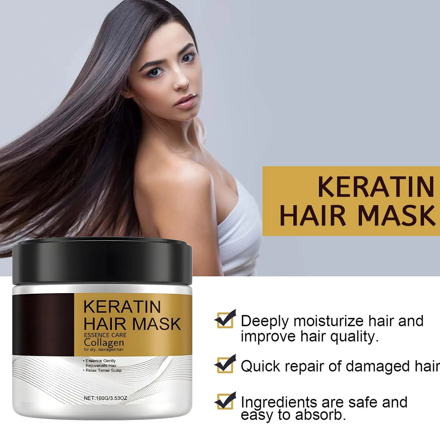 ماسک مو کراتین Mhepzol، درمان ترمیم کننده و مرطوب کننده عمیق برای موهای آسیب دیده، جلوگیری از خشکی، سرم مو کراتینه ضد وز برای موهای براق، مناسب موهای فر یا صاف و نازک