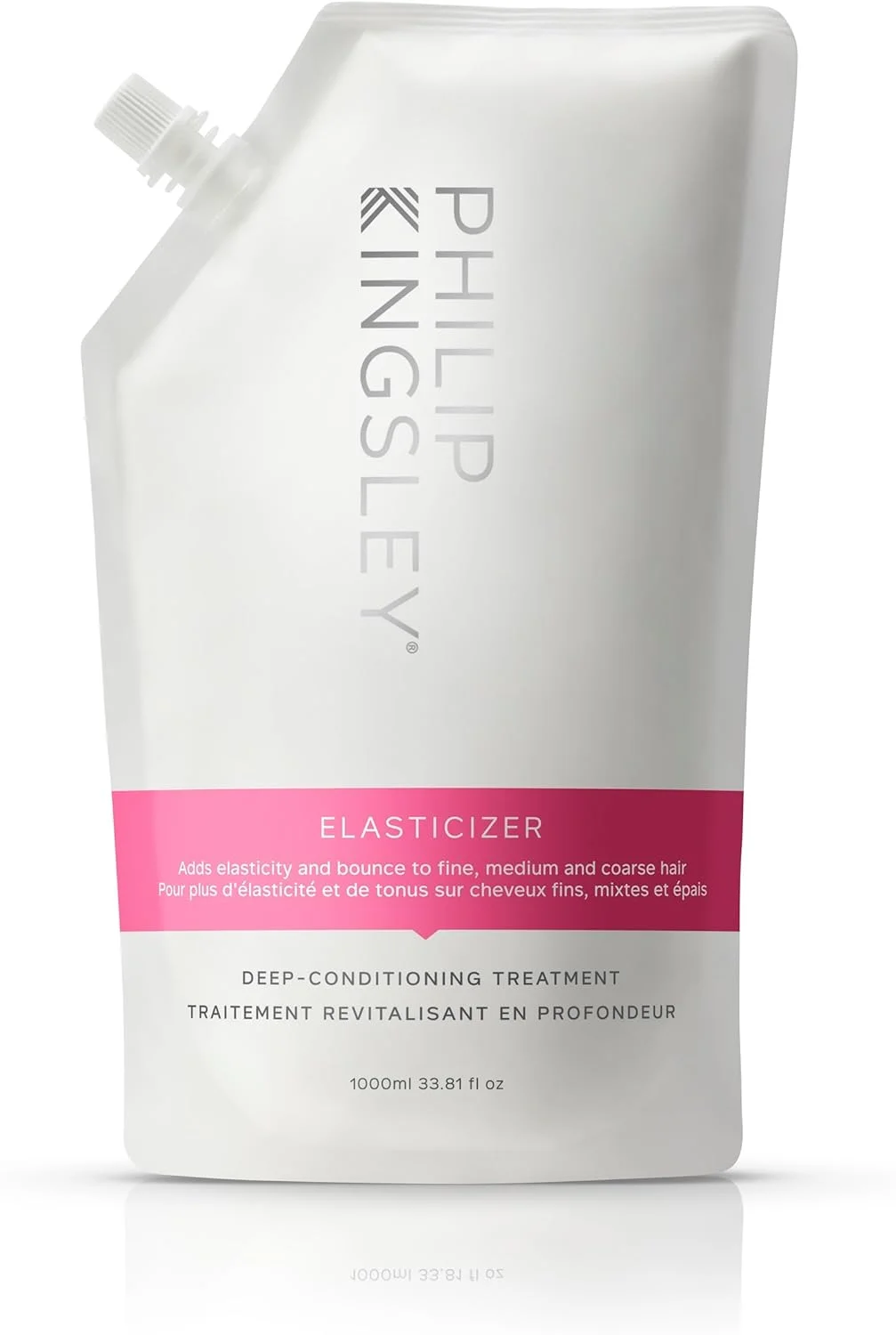 فیلیپ کینگزلی - الاستایزر نرم کننده عمیق، ماسک ترمیم کننده مو برای انواع مو، ماسک مراقبت عمیق قبل از شامپو، کیسه پرکننده 1000 میلی لیتری