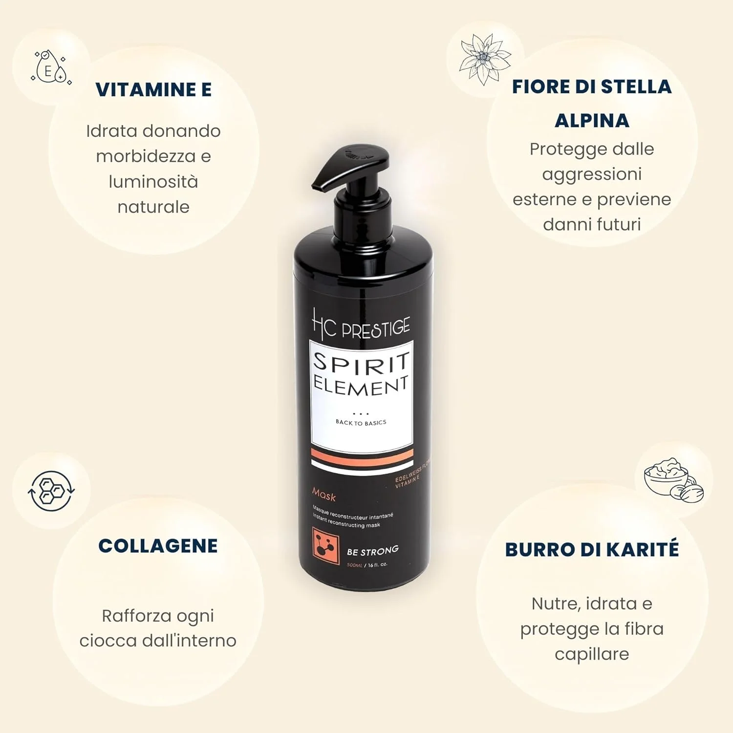 اچ سی پرستیژ اوه مای اسلیک - ماسک صاف کننده - کراتین و کلاژن دریایی با مراقبت عمیق - ساخت فرانسه - بدون سولفات (500 میلی لیتر، ماسک بازسازی کننده)