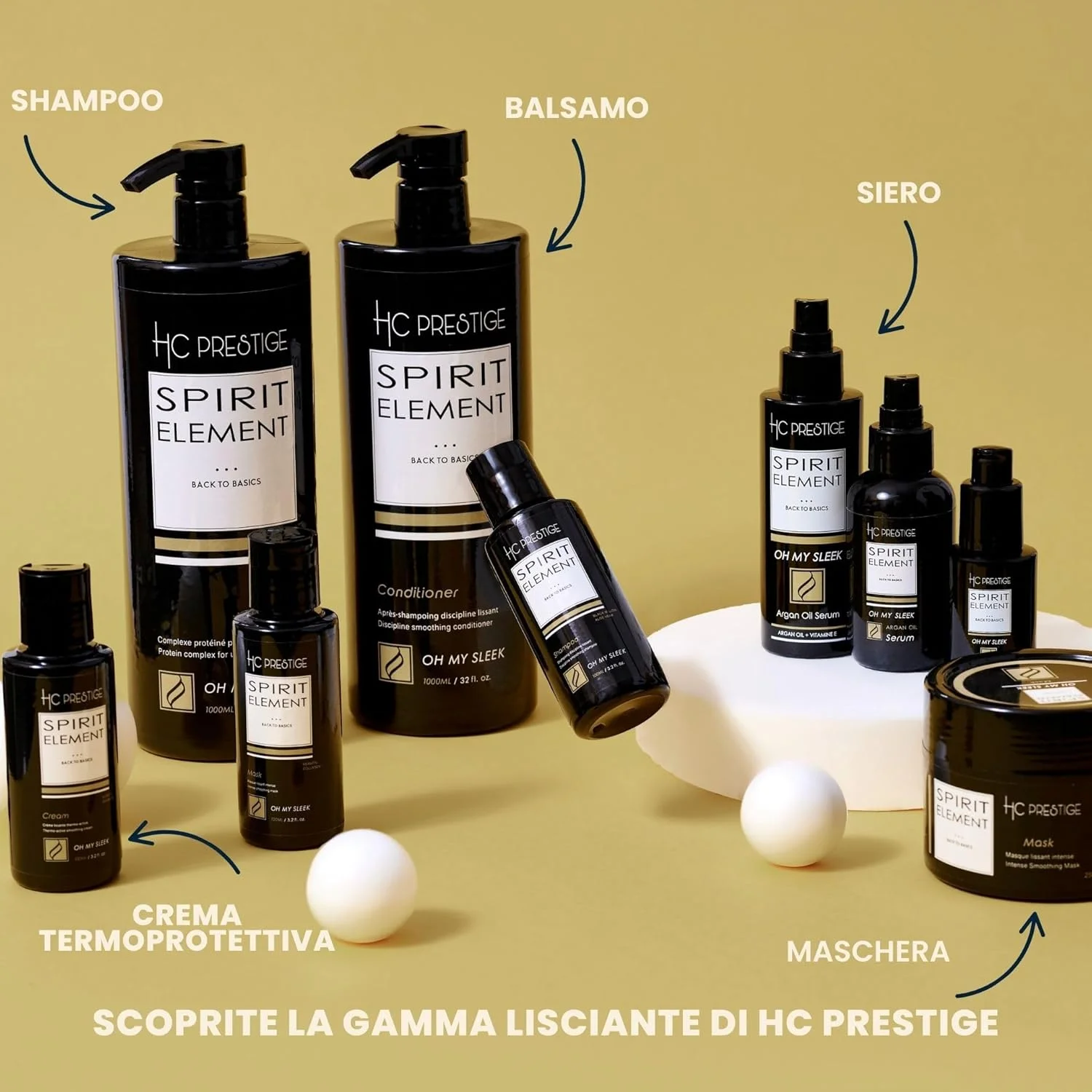 اچ سی پرستیژ اوه مای اسلیک - ماسک صاف کننده مو برای موهای خشک و آسیب دیده 500 میلی لیتر - کراتین و کلاژن دریایی مراقبت عمیق - ساخت فرانسه - بدون سولفات برای موهای فر