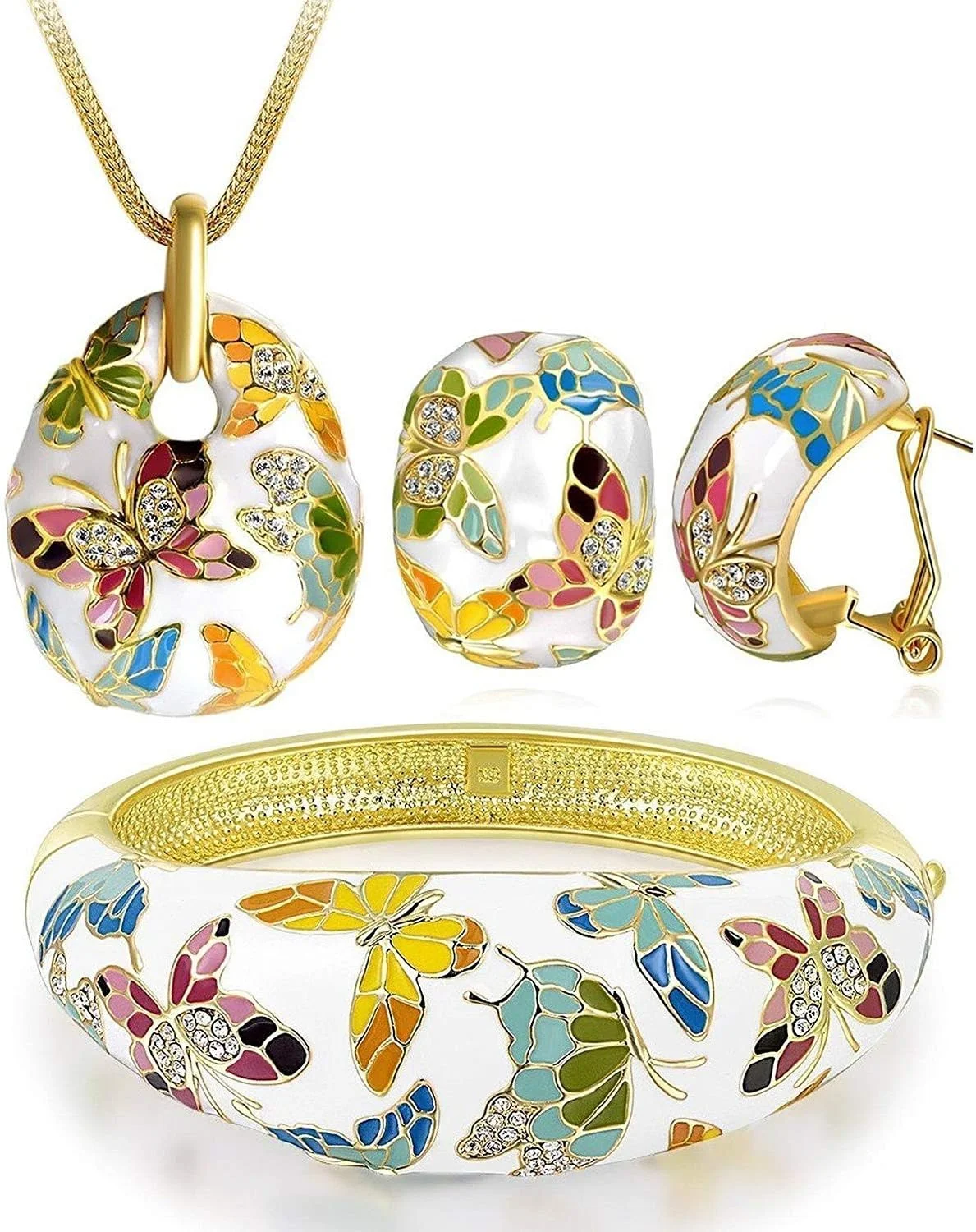 ست جواهرات زنانه شامل گردنبند آویز، گوشواره و دستبند YouBella (چند رنگ) (YBNK_5753)