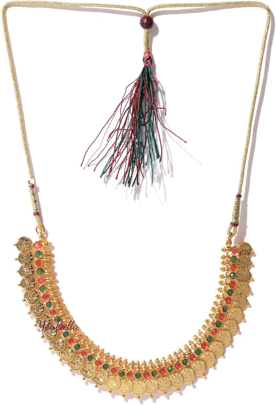 یووبلا جواهرات ست گردنبند سنتی سکه ای معبد، ترکیبی از سکه لاکشمی قرمز و سبز به همراه گوشواره، مناسب دختران و زنان یووبلا جواهرات ست گردنبند سنتی سکه ای معبد، ترکیبی از سکه لاکشمی قرمز و سبز به همراه گوشواره، مناسب دختران و زنان
